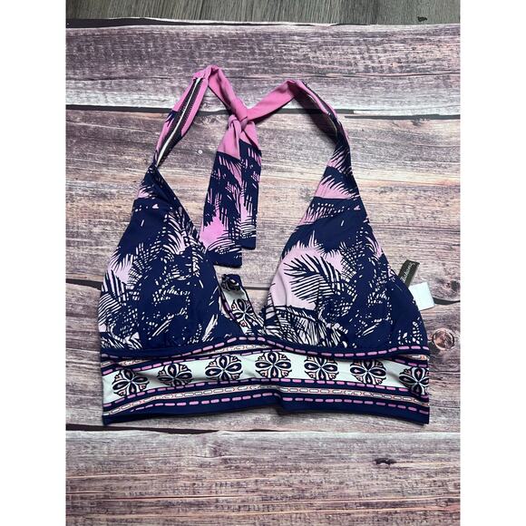 Tommy Bahama Blue Pink Palm Tie Back Bikini Top XS - Picture 1 of 6
